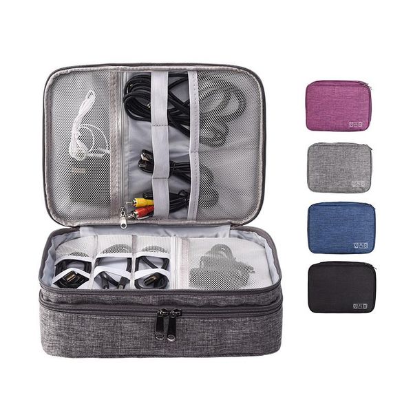 

cosmetic bags & cases travel storage bag cables/charger/cosmetic organizer case double-layer design