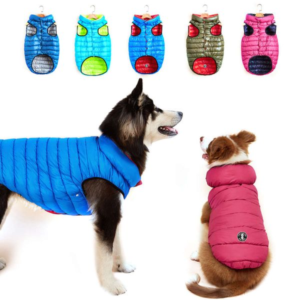 

autumn winter 2020 new pet dog clothing color contrast, two sid wear vt, waterproof and windproof outdoor down cotton jacket
