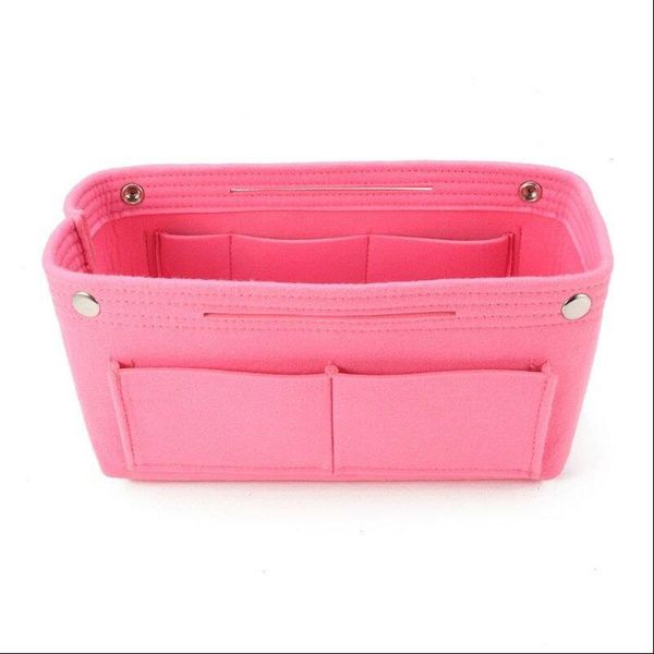 

make up bag toiletry kit travel cosmetic organizer fashion solid color foldable felt insert makeup case multifunction handbag