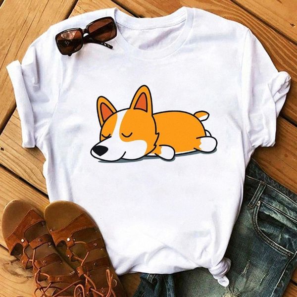 

zogankin aesthetic harajuku t-shirt kawaii cartoon shiba inu doge print summer korean streetwear women all-match tees #d90h, White