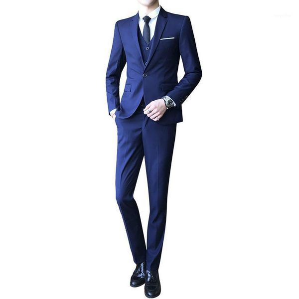 

men's suit fashion clothes male solid color long sleeves fit suits 3 pieces(blazer+vest+pant) size s 4xl1, White;black