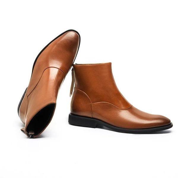 

new men leather boots men genuine leather boots england style black brown work shoes work pointed toe ankle cow