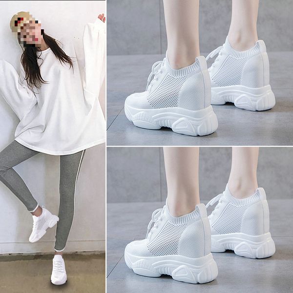 

2021 the new breathable crocheted increase new small white wild women comfort shoes azdc, Black