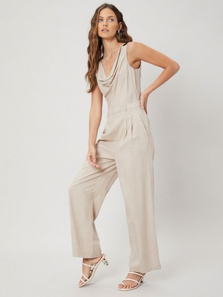 

motf premium linen draped sleeveless jumpsuit k6jz#, White