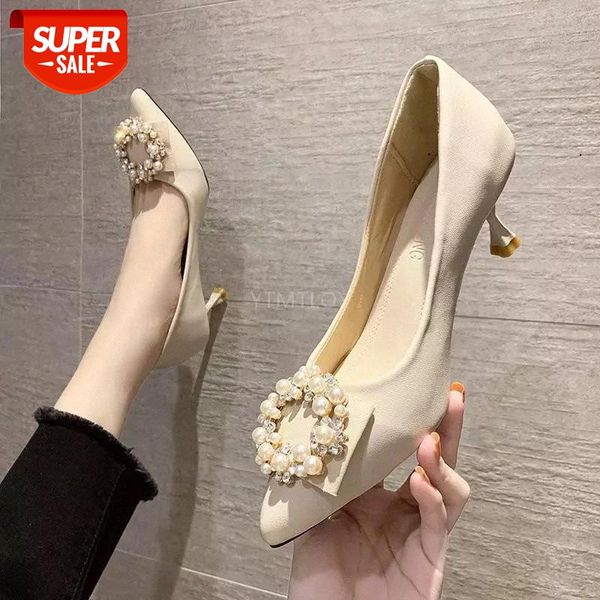 

women pearl pointed toe female 2021 new autumn soft shallow mouth casual slip-0n zapatos de vestir mujer #ng1e, Black