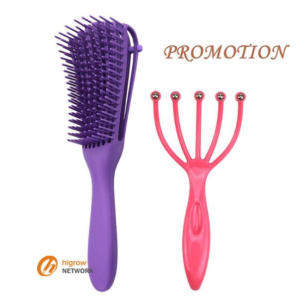 

set of 2, hair scalp massagers and scalp massage comb powerful function non-slip design for curling wavy long hair and hair scalp massage, Silver