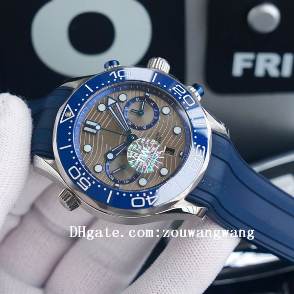 

2021 sea ceramic bezel aqua timing watches boss terra men 007 chronograph sport wristwatches james bond master mens watch d3063, Slivery;black