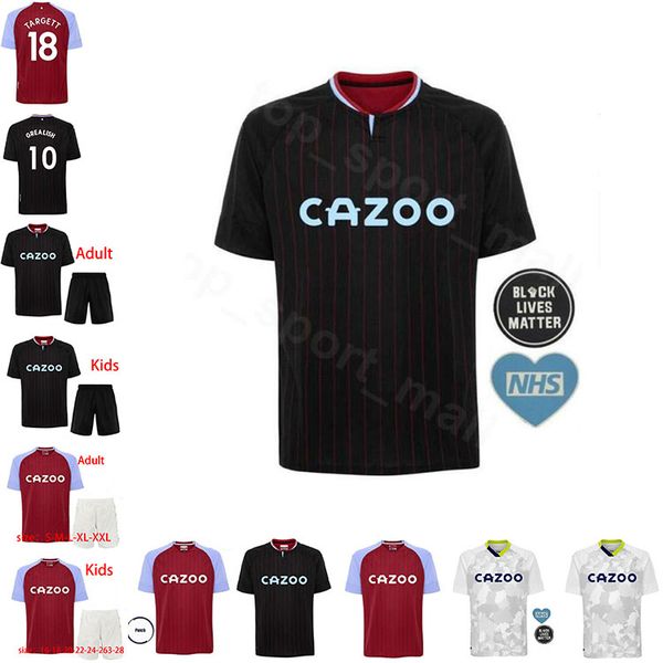 

2020 2021 aston soccer jerseys villa lundstram mcburnie fleck mousset home away 3rd 20 21 men and kids shirt football kit, Black;yellow