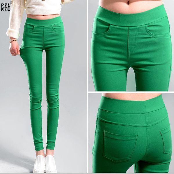 

women's skinny pencil pants casual plus size elastic trousers stretch jogger pants female jeggings jeans lj201130, Black;white