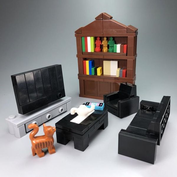 

new moc modern sofa table tv bookshelf living room building blocks city home accessories diy tkids oys for children qylznm mywjqq