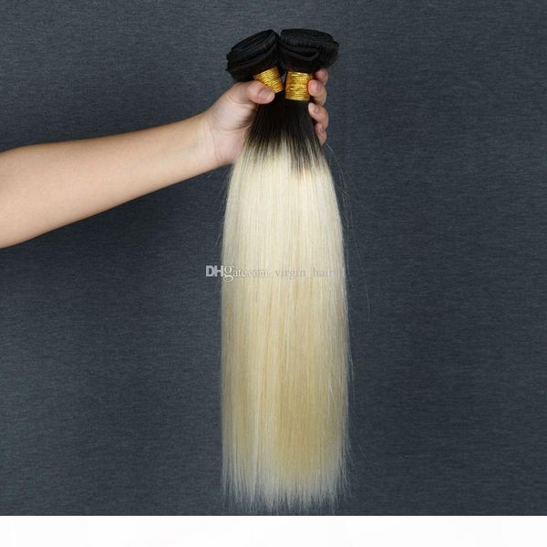 

ombre dark root blonde шелковистые прямые волосы пучки 3шт лот ombre бразильские волосы extensions two tone 1b 613 ombre hair straight 10, Black;brown
