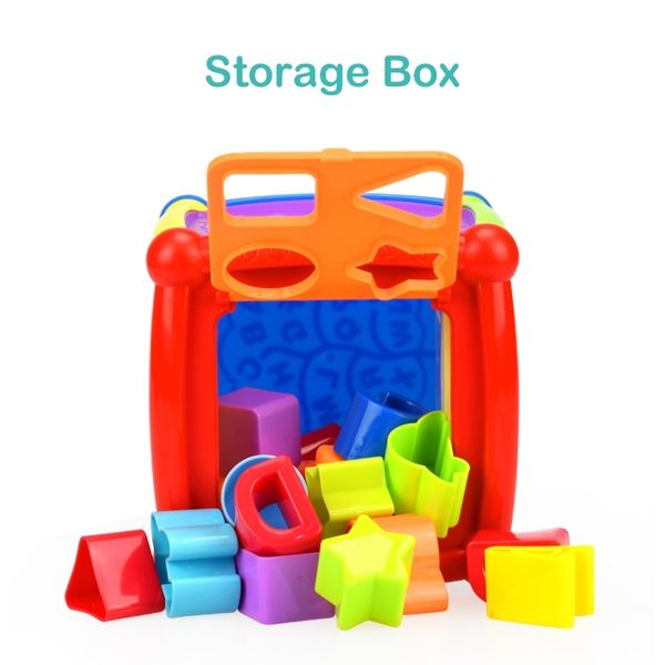 

huanger multifunctional musical baby box music electronic children toys gear clock geometric blocks sorting educational toy y200428