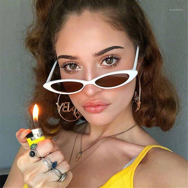 

vintage metal hinge cat eye sunglasses women classic brand designer small frame cateye sun glasses female oval eyewear uv4001, White;black