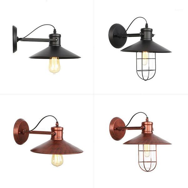

loft warehouse industrial balcony creative nostalgia rust retro pastoral stair led wall lamp bar vintage wall lights lampshade1