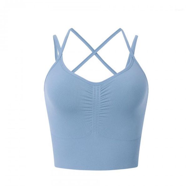 

gym clothing padded sports bra fitness push up cross bandage design solid yoga running crop female bras1, White;black