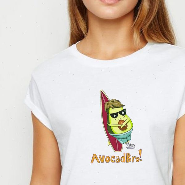 

oversize avocado ropa mujer tshirt spring summer t shirt women graphic printing womens shirt comfortable round collar t shirts, White