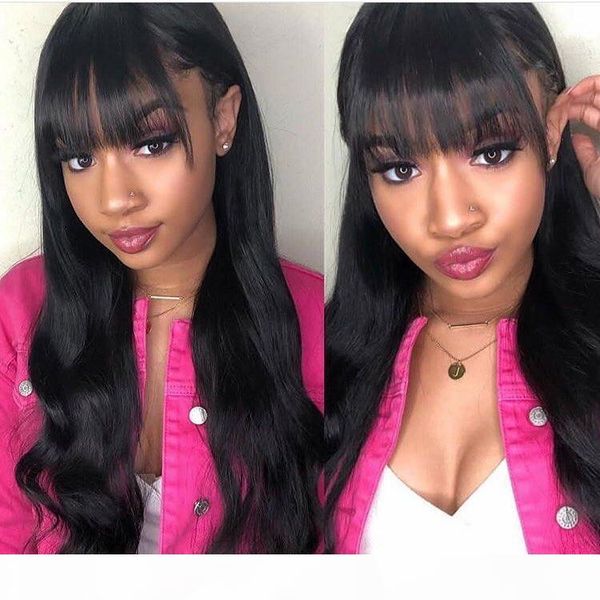 

360 lace frontal wig pre plucked with baby hair brazilian body wave 360 full lace front human hair wigs with bangs 150 density, Black;brown