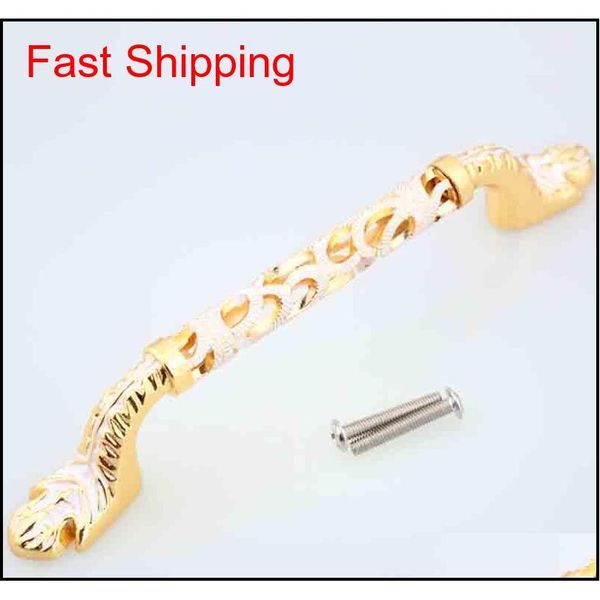 

128mm 24k gold kitchen cabinet wardrobe door handles white dresser cupboard pull 5" moderrn fashion furniture qylibt toys2010