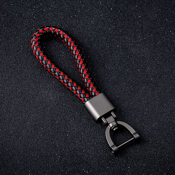 

braid pu leather keychain black gun plated metal car keyrings for gift, Silver