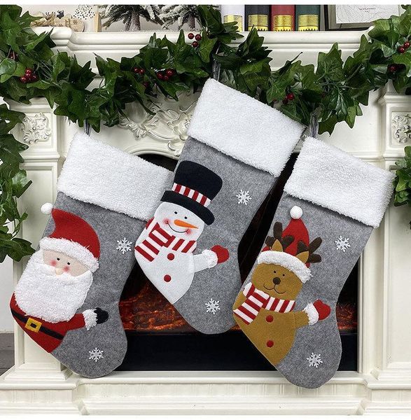 

christmas decorations stockings large with santa reindeer snowman xmas character & plush cuff for home dÃ©cor1