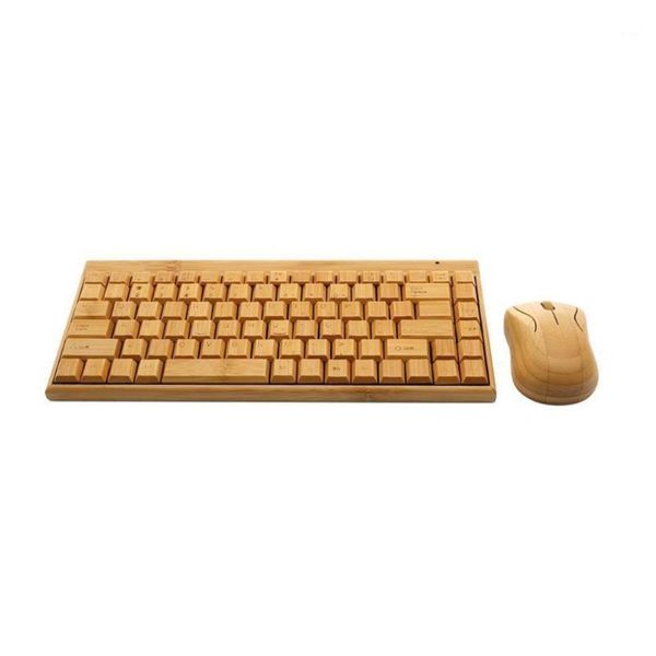 

4g bamboo wireless keyboard and mouse combo natural wood handmade computer keyboard plug and play for home office use1
