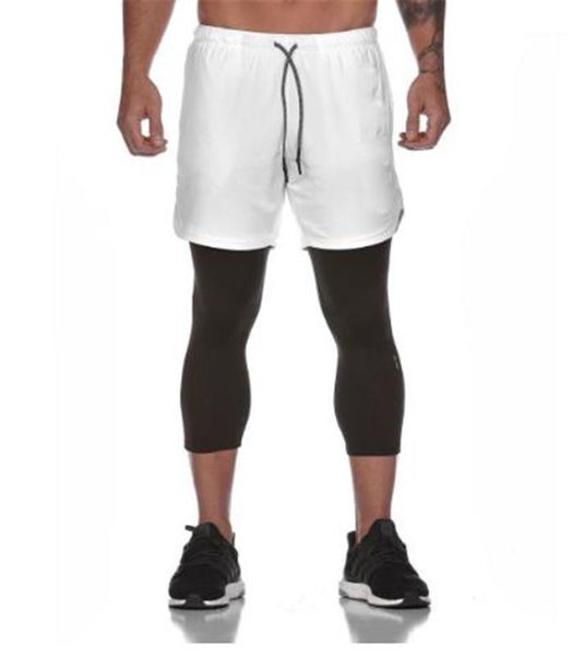 

running shorts fashion sweatpants men quick dry double layer summer outdoor breathable false 2 pieces mens slim fitness sport shorts1, Black;blue