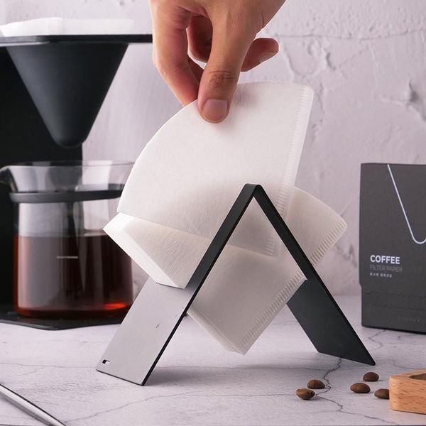 

coffee filters stainless steel v60 filter paper stand creative fan shaped towel storage rack household tissue box kitchen tools