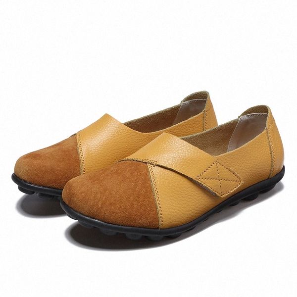 

plus size 44 women leather shoes flat loafers slip on moccasins round toe ballerina shoes casual lady velcro zapatos mujer #664o