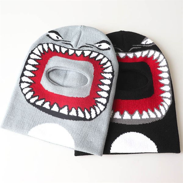 

kids boy girls shark face cartoon beanie winter hat new funny digging hole warm skiing tuque bonnet knitted beanie earmuffs cap e122502, Yellow