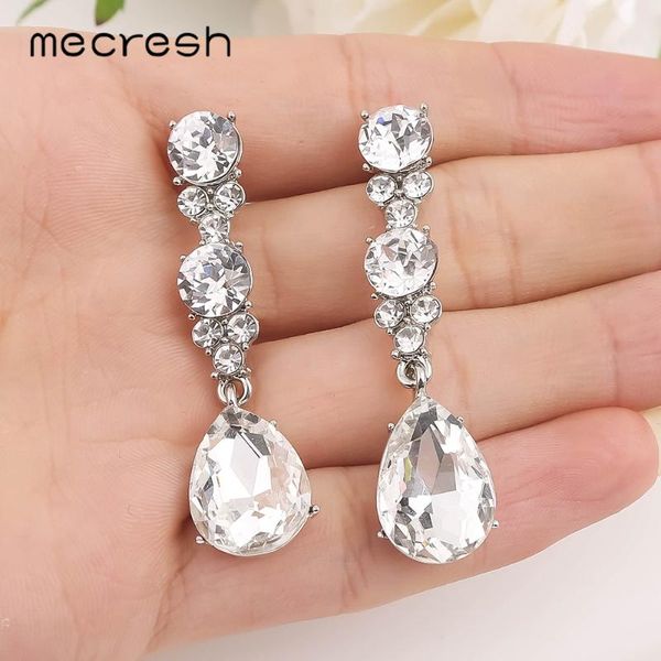 

dangle & chandelier mecresh unique teardrop crystal earrings fashion jewelry cute silver color bridal wedding women gift meh1706