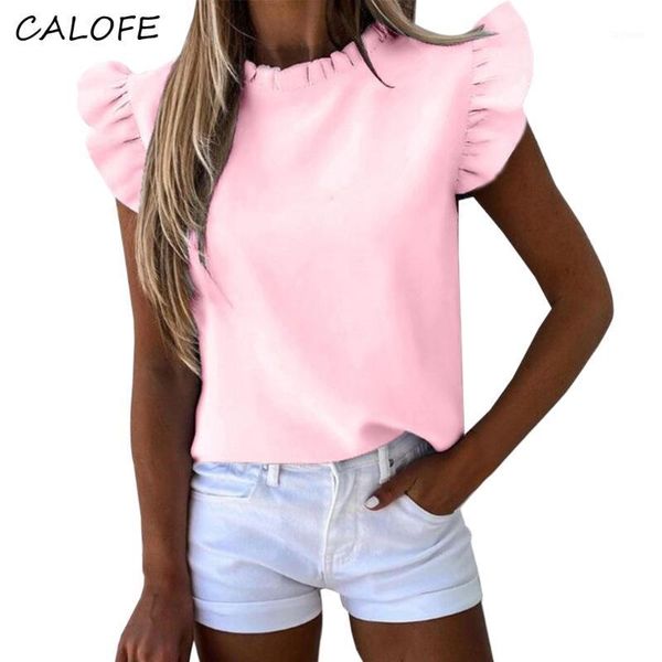 

calofe striped print v neck ruffle blouse shirt women 2020 summer sleeve casual shirts office lady blouse 1, White