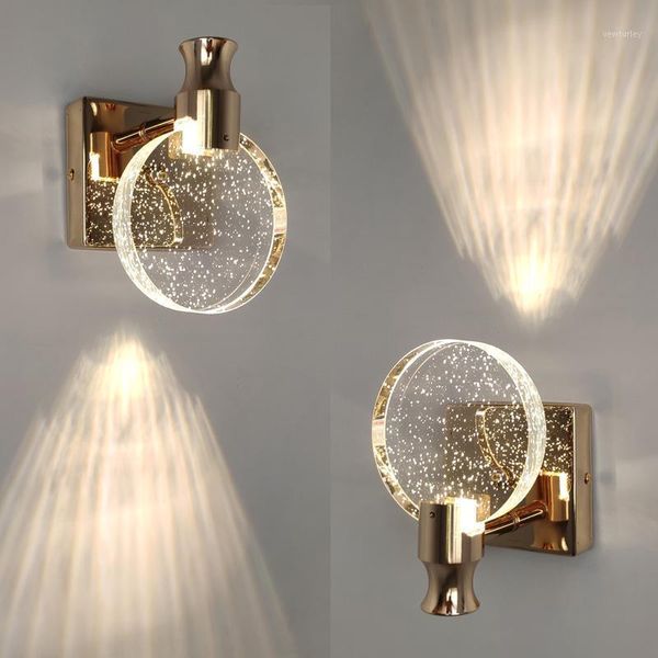

wall lamp creative bubble crystal lamps minimalist living room bedroom sconce bathroom mirror front light fixture1