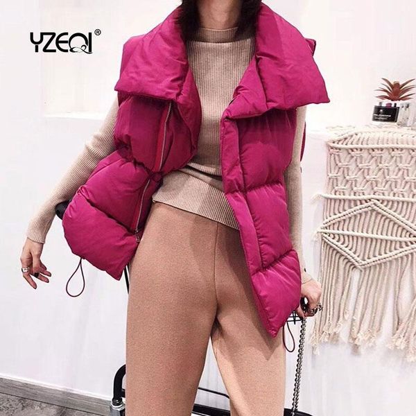 

yzeqi new arrivals winter warm vest women jacket light short down vests female jacket sleeveless coat thick waistcoat top, Black;white