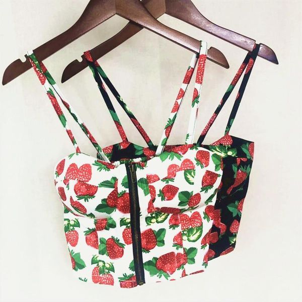 

women summer zipper floral vintage padded bustier cropped zipper bra party crop bikini tank ami flower, White