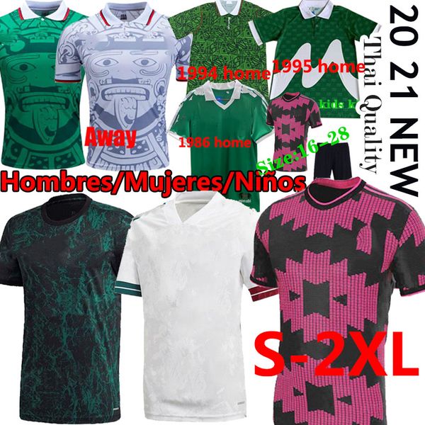 

mexico retro classic fans soccer jerseys 1986 94 95 98 camisetas chÃ¡ndal de fÃºtbol football shirts 2021 player lozano women kids kit uniform, Black;yellow