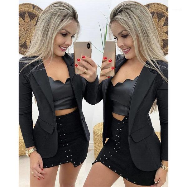 

autumn winter suit blazer women new casual double breasted pocket women long jackets elegant long sleeve blazer outerwear #31, White;black
