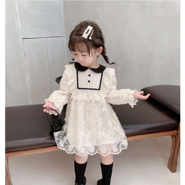 

new 2020 winter girls' korean princs lace collar skirt baby plush drs, Red;yellow