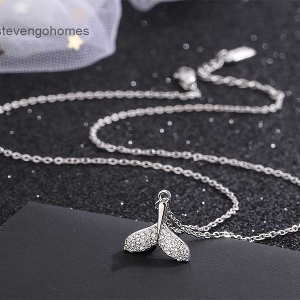 

world net red small fresh necklace full diamond fishtail clavicle chain s925 silver pendant