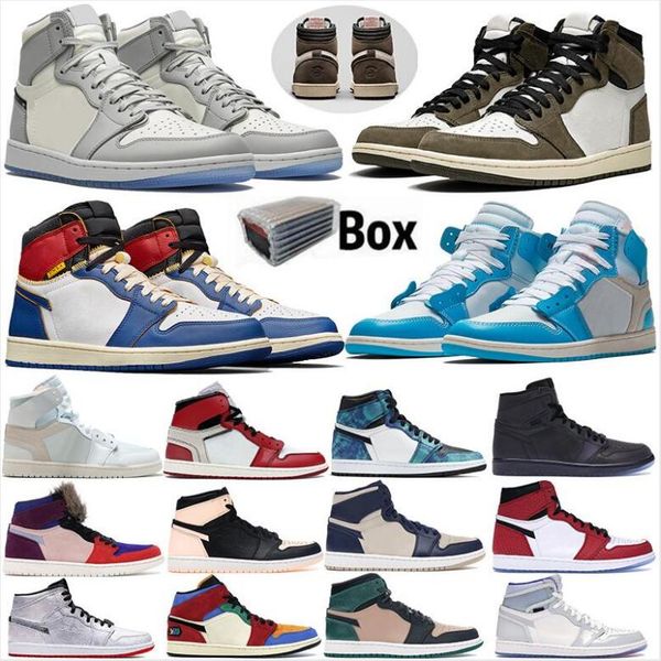 

2020 1 high og travis 1s basketball shoes obsidian unc mid smoke grey fearless twist mens trainers jumpman sneakers with box