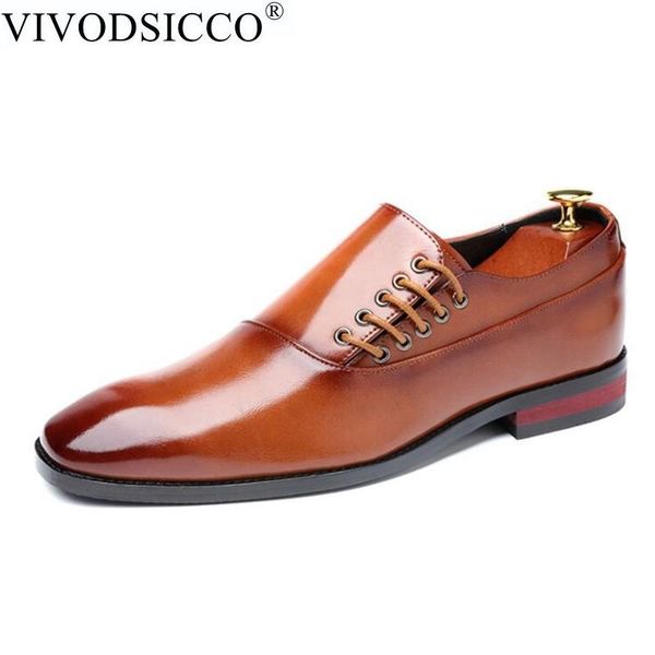 

vivodsicco men dress shoes designer business office lace-up shoes casual driving men's flat party leather loafers, Black