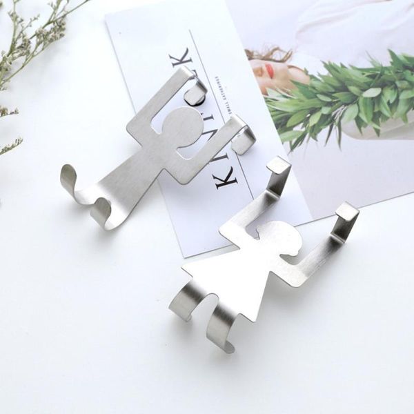 

hooks & rails shape stainless steel hanger storage hook 2pcs lovers shaped kitchen clothes 45#1