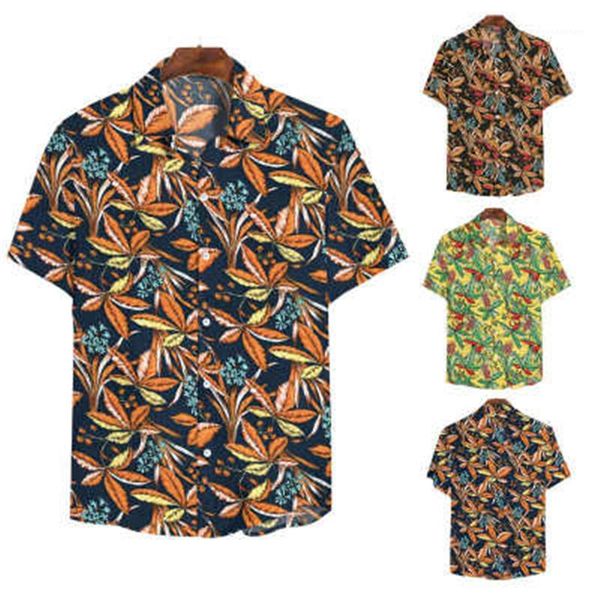 

male casual pocket single breasted beach mens floral printing shirts fashion trend short sleeve cardigan lapel neck shirts spring, White;black