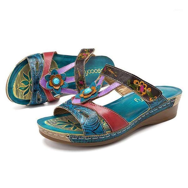 

woman slippers flower platform colorful ethnic flat shoes woman comfortable casual fashion sandals female 2020 summer new, Black