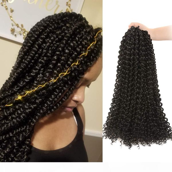 

5pcs passion twist hair 18 inch long braids for passion twist crochet braiding hair synthetic fiber natural hair extension(18, 1b, Black