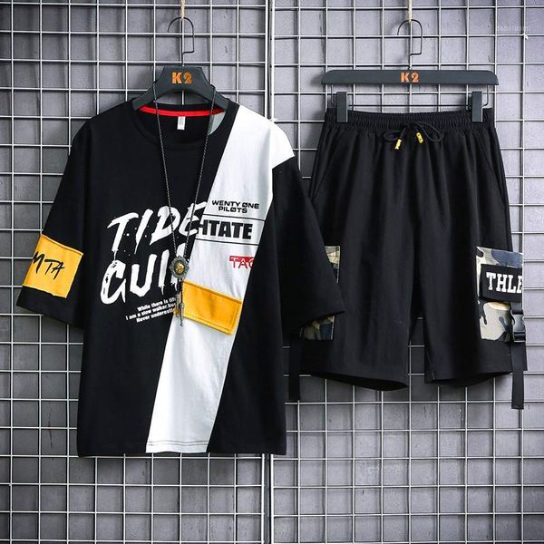 

summer sets t-shirts+shorts for men good quality men cotton 2 pieces sets short pants loose casual shorts elastic waist size 3xl1, Gray