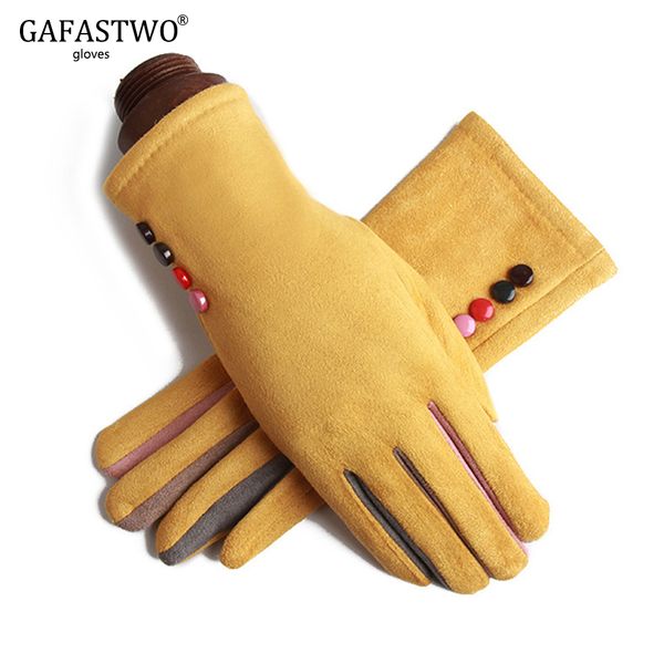 

winter thick warm touch screen women suede fashion cycling soft ladies gloves, Blue;gray