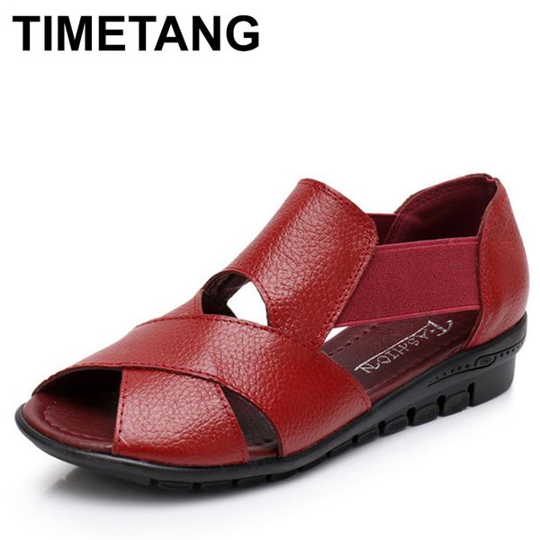 

timetang summer gladiator rome casual sandals women shoes sandalia feminina genuine leather wedge heel comfort sandals y200702, Black