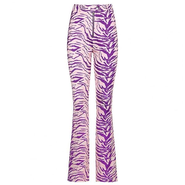 

women's pants & capris stylish women zebra printed high waist zipper button cargo female long trousers fashion clothing, Black;white