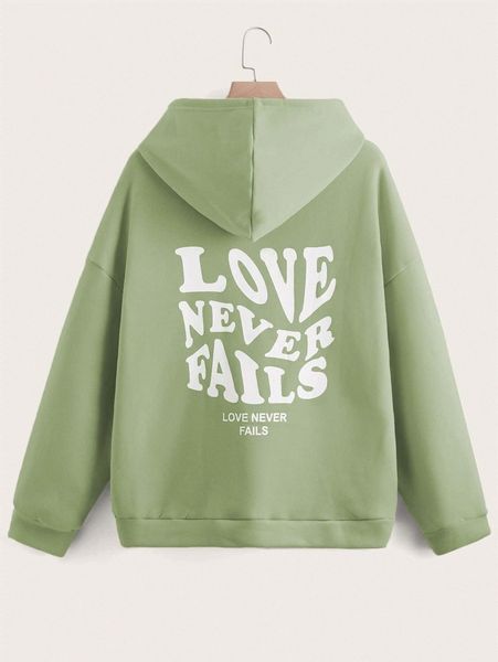 

plus letter graphic drawstring hooded thermal sweatshirt 455d#, Black