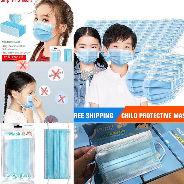 

u2n3stock 10factory retail packaging 3-12 years kids in designer face children disposable mask pm2.5 protective mouth dustproof
